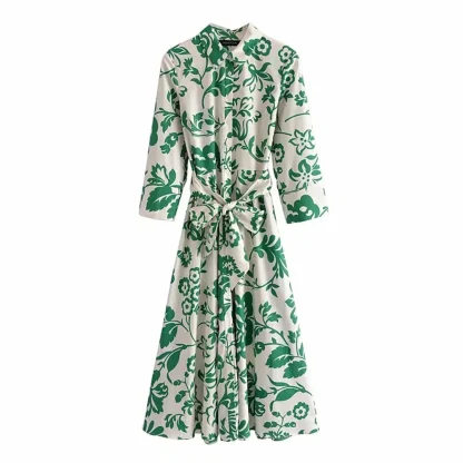 Elegant Long Sleeve Floral Dress - Image 2