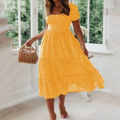 Puff Sleeve Ditsy Floral Dress