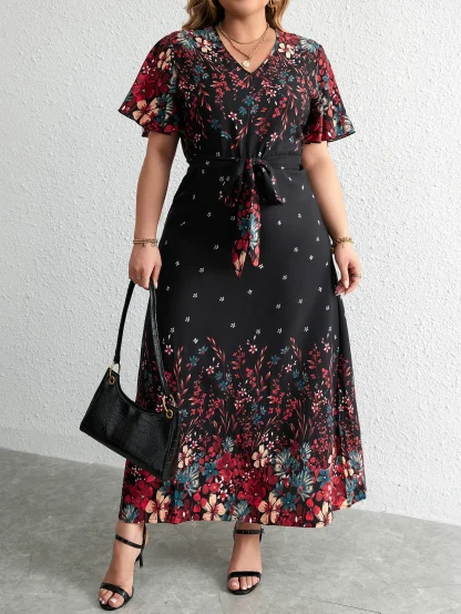 Bell Short Sleeve Floral Dress - Image 5