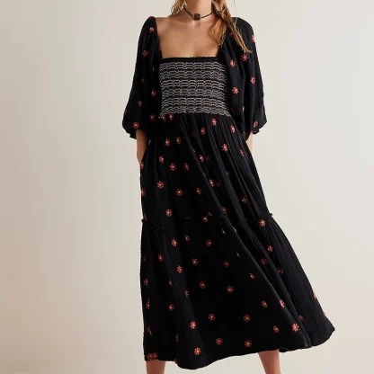 Square Neck Maxi Floral Dress