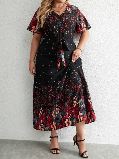 Bell Short Sleeve Floral Dress - Image 2