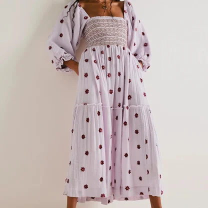 Square Neck Maxi Floral Dress - Image 2