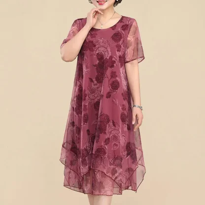 Soft Short Sleeve Tunic Floral Dress