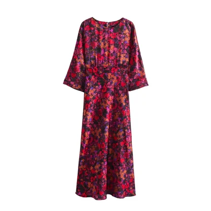 Vibrant Long Floral Dress