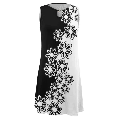 Casual Two Tone Floral Dress - Image 6