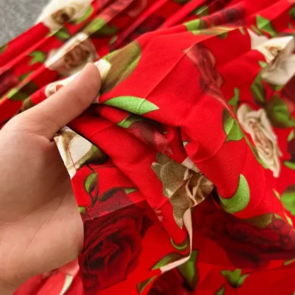 A-line Pleated Floral Dresses - Image 7