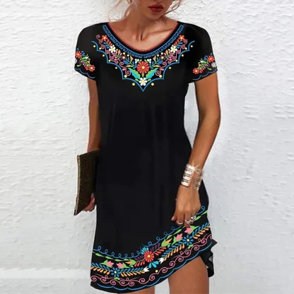 Casual Short Sleeve Floral Dress