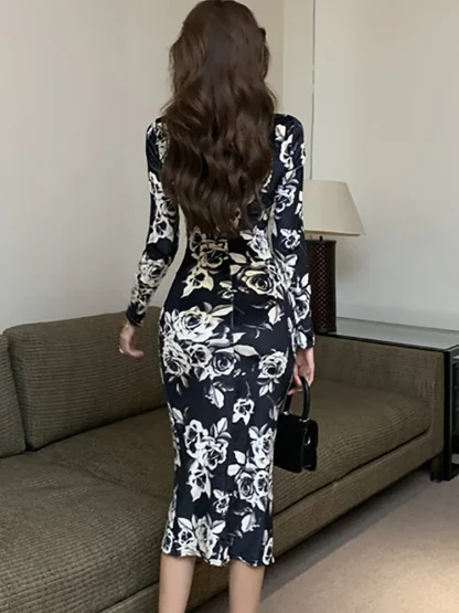 Long Sleeve Floral Dress - Image 6
