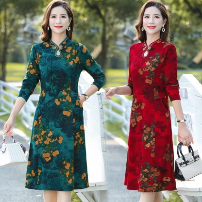 Long Sleeve Midi Floral Dress - Image 7