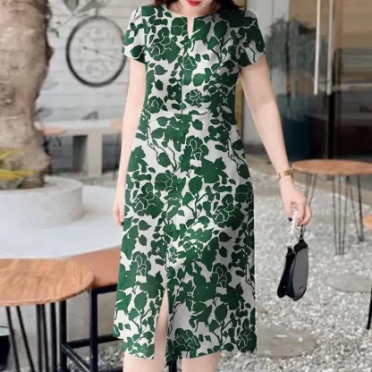 Short Sleeve Midi Floral Dresses