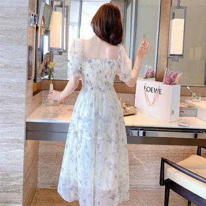 Puff Sleeve Aesthetic Floral Dress - Image 2