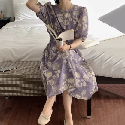 Smocked Waist Floral Dress - Image 4
