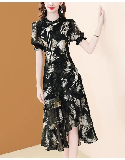 Asymmetrical Hem Floral Dress - Image 6
