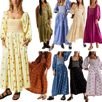 Square Neck Modest Floral Dresses - Image 7