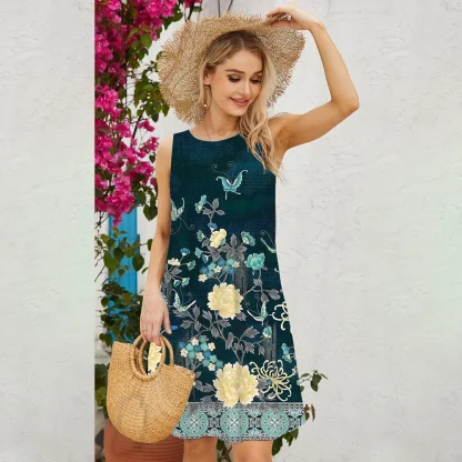 Casual Sleeveless Floral Dresses - Image 4