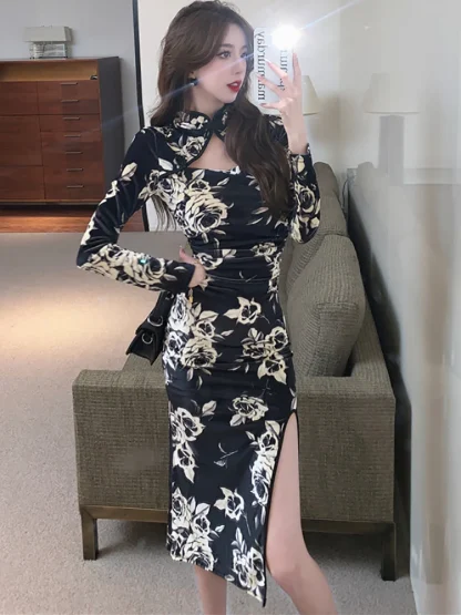 Long Sleeve Floral Dress - Image 2