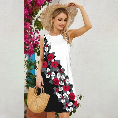 Casual Sleeveless Floral Dresses - Image 3