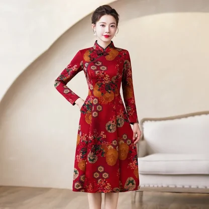 Long Sleeve Midi Floral Dress - Image 3