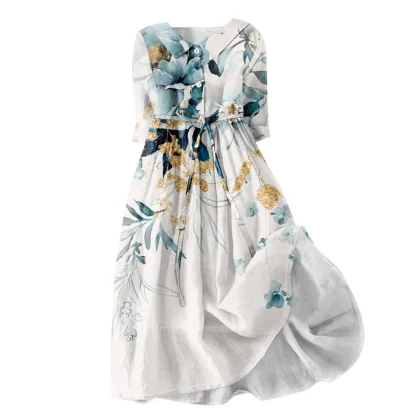 Flowy Vintage-style Floral Dresses - Image 4