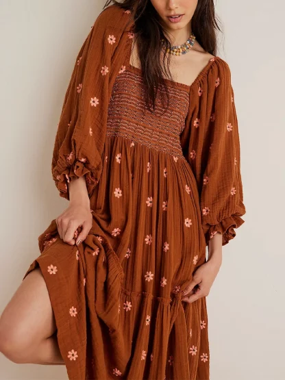 Square Neck Modest Floral Dresses - Image 5