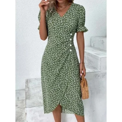 Surplice Neckline Floral Dresses