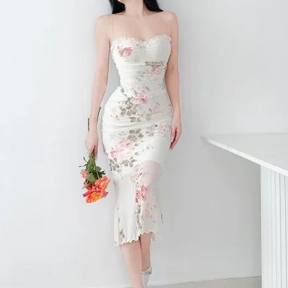 Elegant Bodycon Floral Dress - Image 2