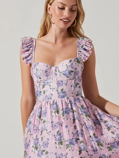 Chic Ruffle Strap Floral Dress - Image 4