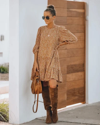Ruffle Hem Casual Floral Dress