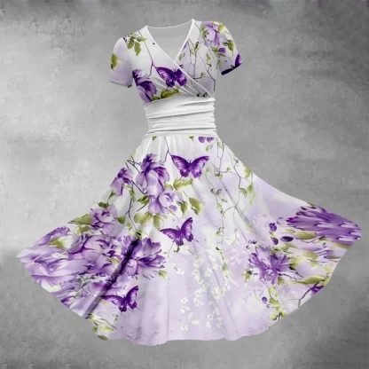 V-neck Flowy Floral Dresses
