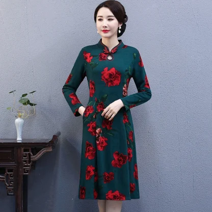 Long Sleeve Midi Floral Dress - Image 5