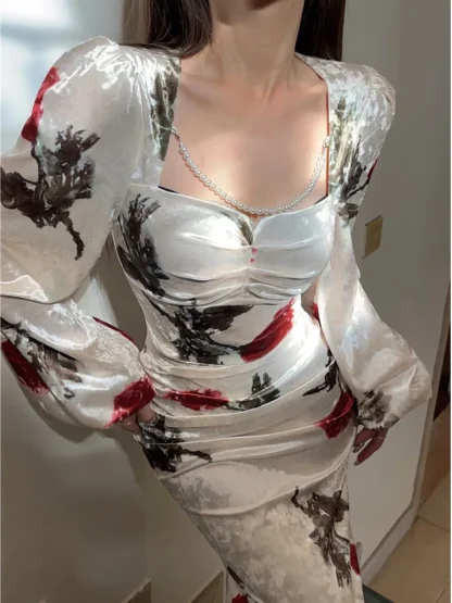 Chic Elegant Floral Dress - Image 2