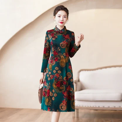 Long Sleeve Midi Floral Dress - Image 6