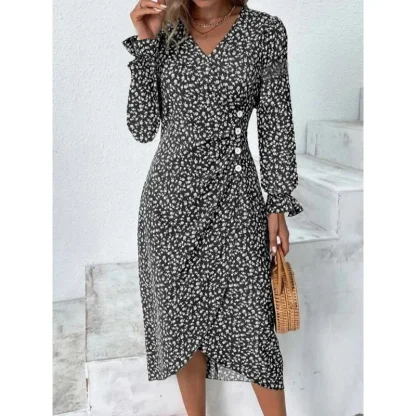 Surplice Neckline Floral Dresses - Image 4