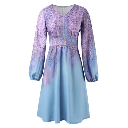 V-neck Midi Floral Dresses - Image 6