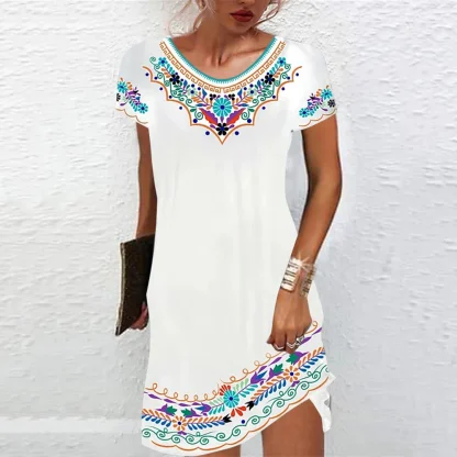 Casual Short Sleeve Floral Dress - Image 3