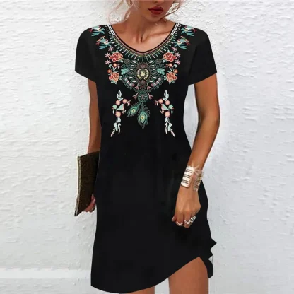 Casual Short Sleeve Floral Dress - Image 2