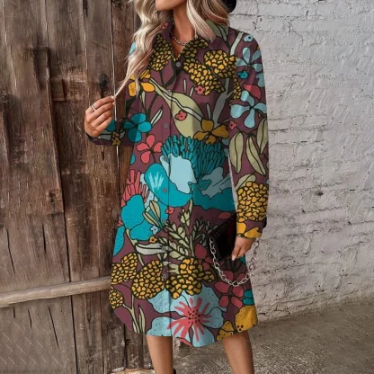 Elegant Button Down Floral Dresses - Image 3