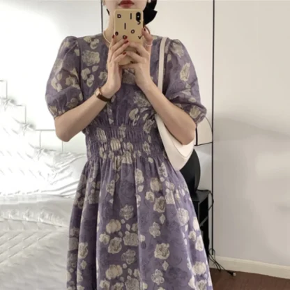 Smocked Waist Floral Dress - Image 5