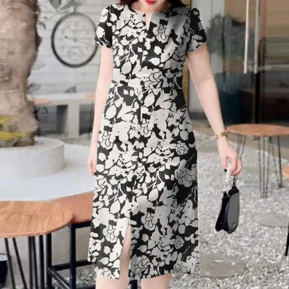 Short Sleeve Midi Floral Dresses - Image 4