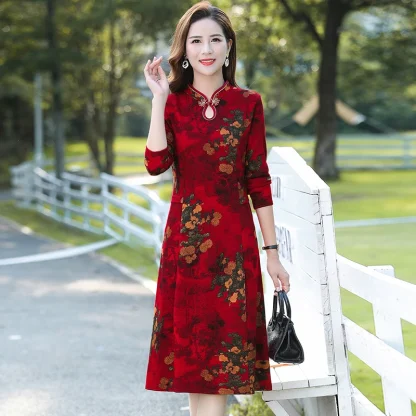 Long Sleeve Midi Floral Dress - Image 2