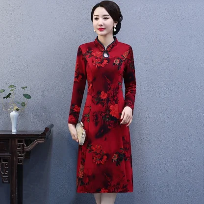 Long Sleeve Midi Floral Dress - Image 4