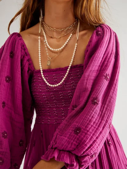Square Neck Modest Floral Dresses - Image 3