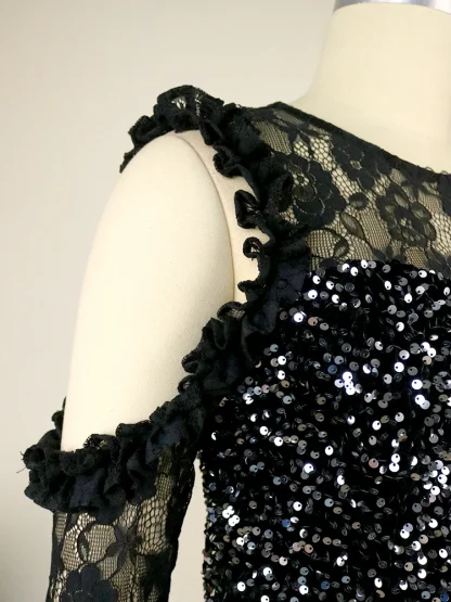 Sequin Long Sleeve Floral Dress - Image 5