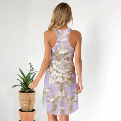 Scoop Neck Casual Floral Dress - Image 2