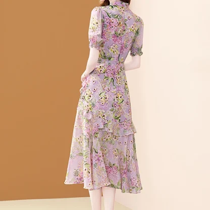 Asymmetrical Hem Floral Dress - Image 4