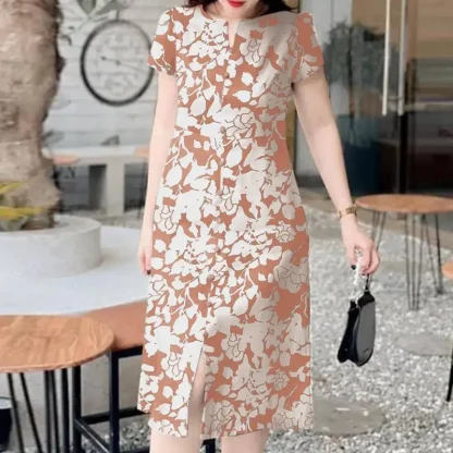 Short Sleeve Midi Floral Dresses - Image 2