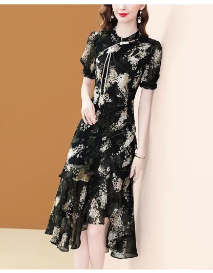 Asymmetrical Hem Floral Dress - Image 5