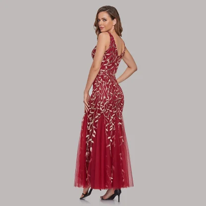 Elegant V-neck Mermaid Floral Dress - Image 4