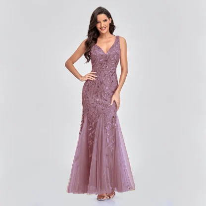 Elegant V-neck Mermaid Floral Dress - Image 7