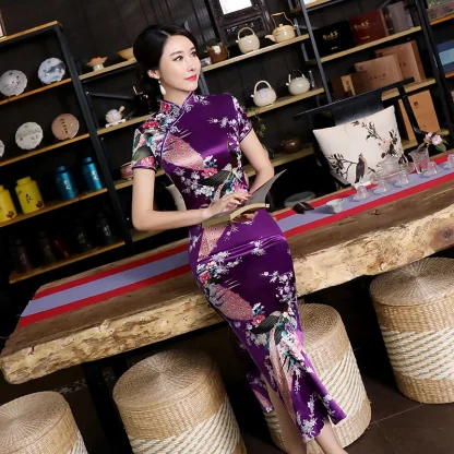Short Sleeve Shiny Floral Dresses - Image 2